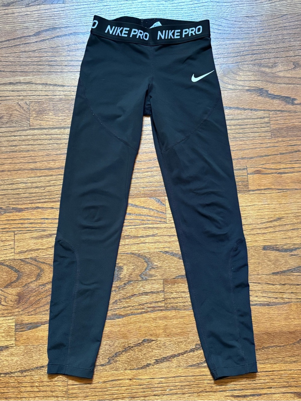 Nike Black Kids Athletic Leggings with White Swoosh